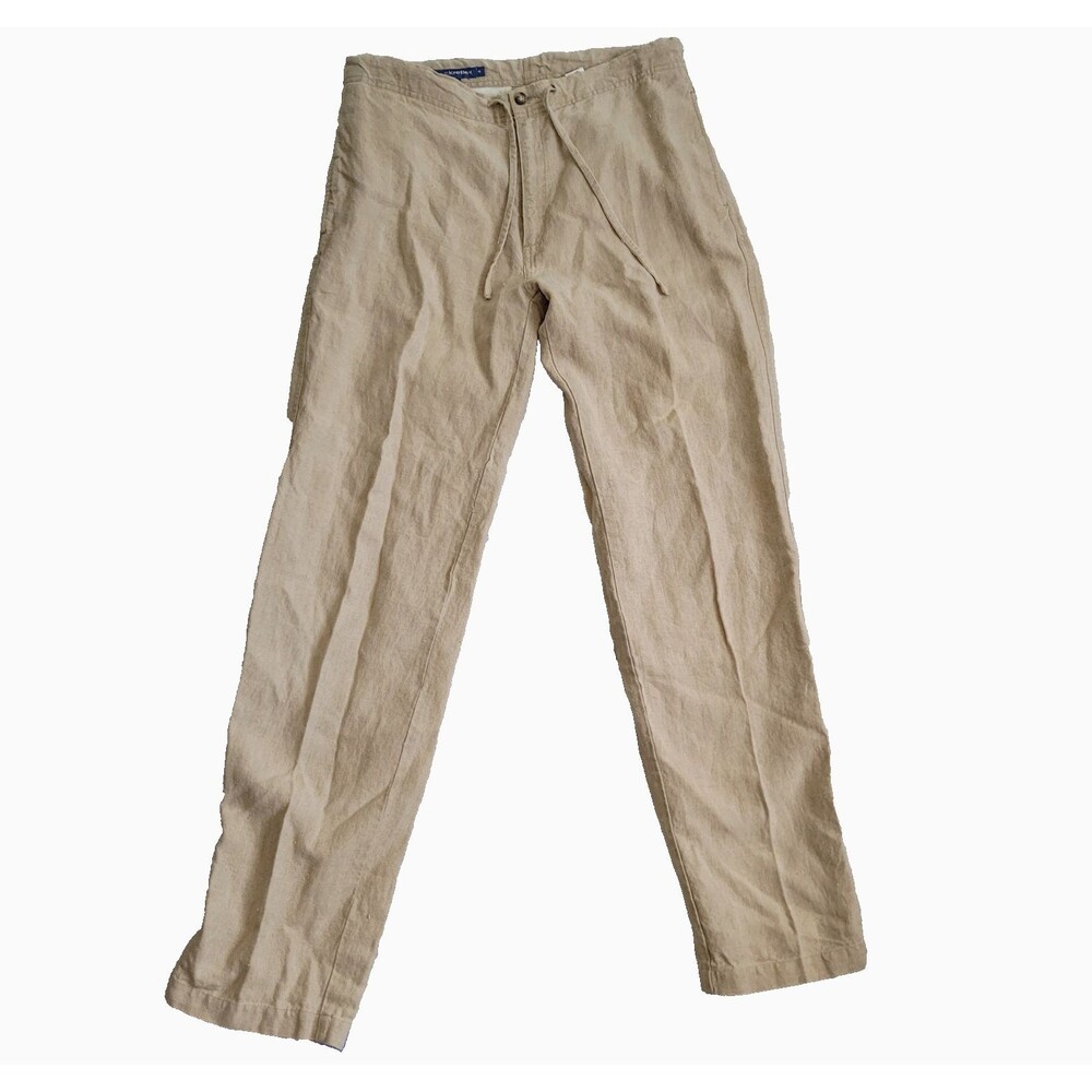 Quickreflex Linen Loose Fit Drawstring Waist Pants Medium Khaki 34X34 Light Weig